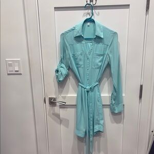Express Light Blue Long Sleeve Dress